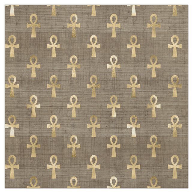 Tecido Ankh Dourado egípcio em Brown (Modelo)
