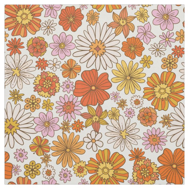 Tecido Anos setenta floral inspirado (Modelo)