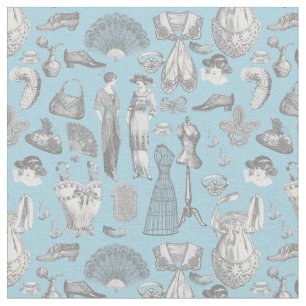 Tecido antiquada edwardian vintage fashion senhoras azul