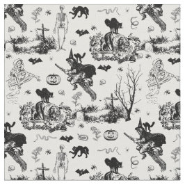 Tecido antique halloween witch ghoul skeleton toile goth