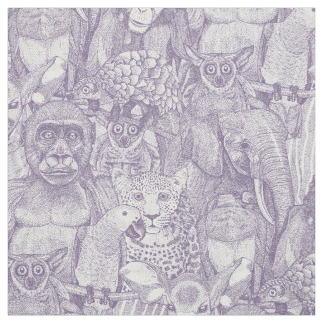 Tecido apenas animais da selva africana violeta branco (Modelo)