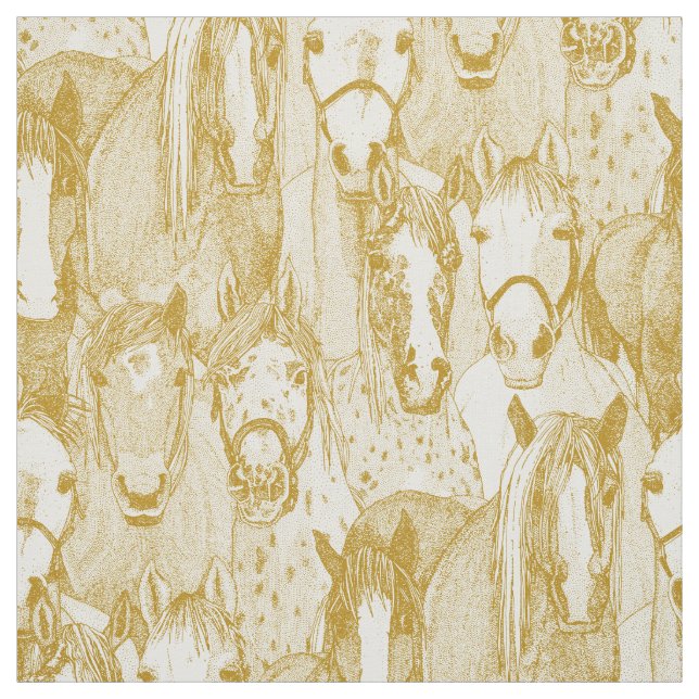 Tecido apenas cavalos ouro metade pérola (Modelo)