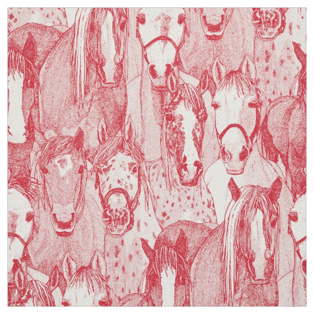 Tecido apenas cavalos vermelho bermelhão meia pérola (Modelo)