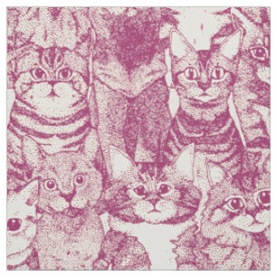 Tecido apenas gatinhos cereja