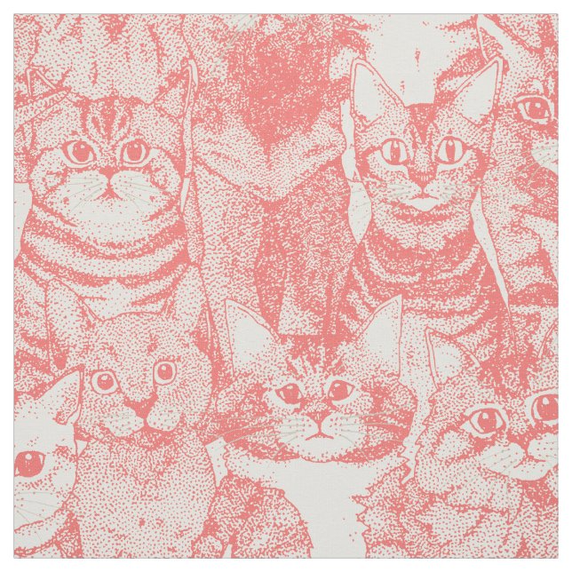 Tecido apenas gatinhos coral rosa (Modelo)