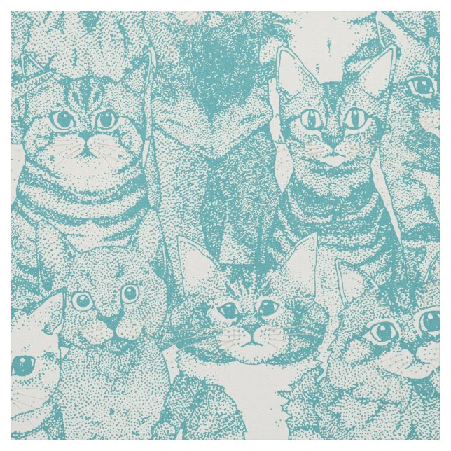 Tecido apenas gatinhos turquesa (Modelo)