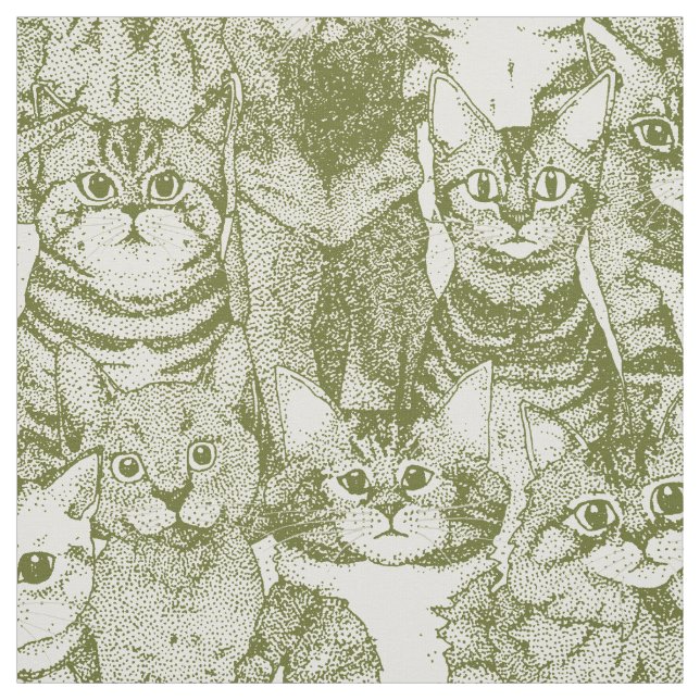 Tecido apenas gatinhos verdes (Modelo)