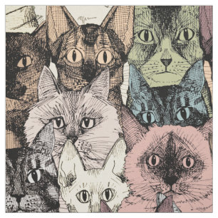 Tecido apenas gatos retros