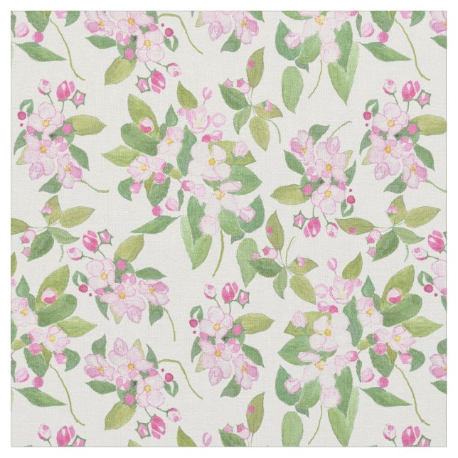 Tecido Apple cor-de-rosa bonito floresce no fundo branco (Detalhe)