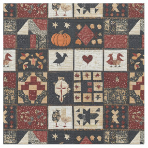 Tecido Appliqué de fazenda primitiva e geométrico