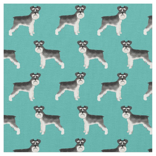 Tecido aqua branco e preto de cão schnauzer (Detalhe)