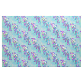 Tecido aqua e girafas roxos