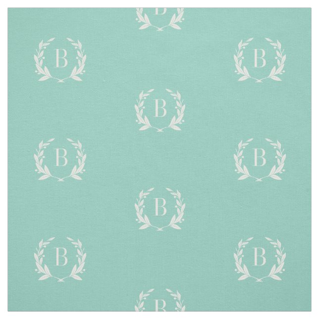 Tecido Aqua Laurel Wreath Monograma (Modelo)