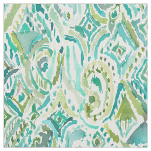 Tecido Aqua Paisley das IMPRESSÕES de MUMBAI tribal