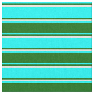 Tecido Aqua, Verde Escuro e Listras beges