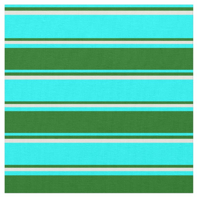 Tecido Aqua, Verde Escuro e Listras beges (Detalhe)