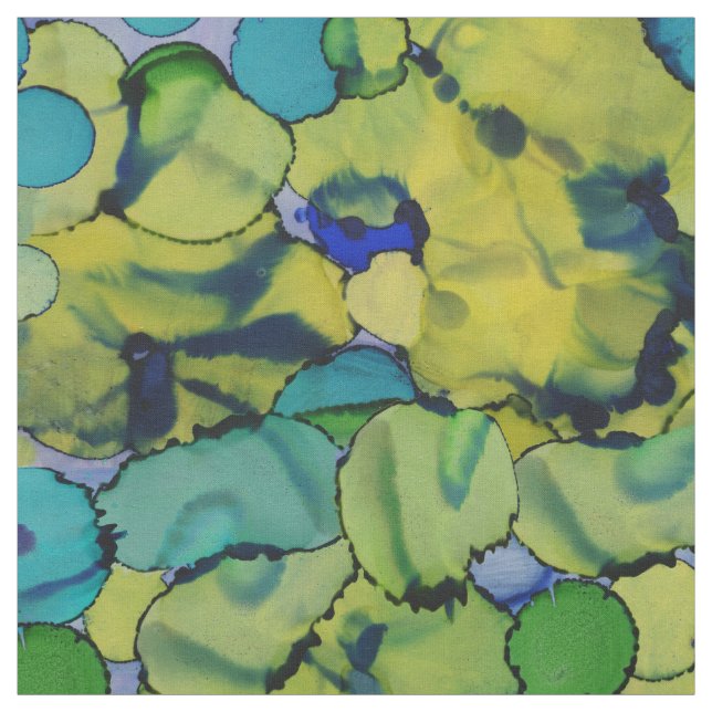 Tecido Aquarela Abstrata Verde Azul Turquesa (Modelo)