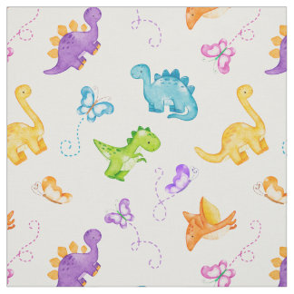 Tecido Aquarela Dinossauro Gelado Dino Borboleta Bebê