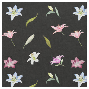 Tecido Aquarela Flores De Lírio Botânica