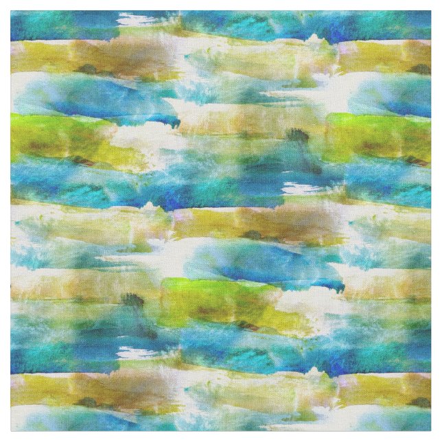 Tecido Aquarela verde, azul abstrato (Detalhe)