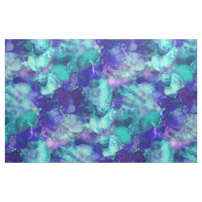 Tecido aquarelas de fantasia, em tons azuis frios : (Jarda)