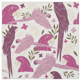 Tecido Ara Parrot Pink Tropical Leaf Patterno