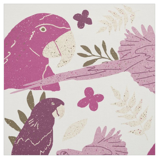 Tecido Ara Parrot Pink Tropical Leaf Patterno (Modelo)