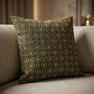 Tecido Árabe muçulmano Dourado e preto - padrão geomé