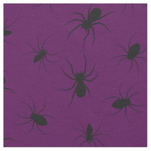 Tecido Aranhas Góticas Halloween Preto Profundo Roxo