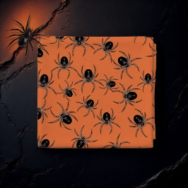 Tecido Aranhas pretas em laranja