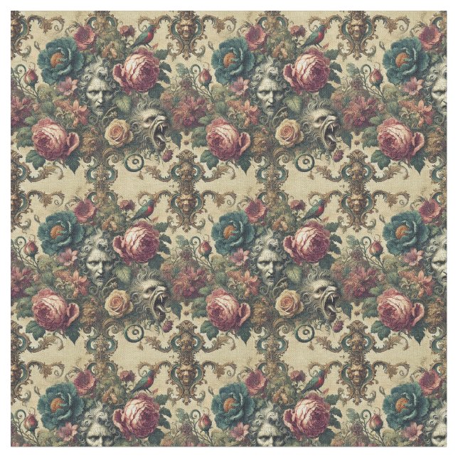 Tecido Arcana Atelier - Azulejo denso vitoriano gótico (Detalhe)