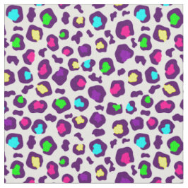 Tecido arco-íris branco estampa de leopardo roxo animal