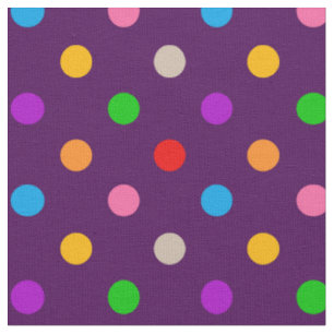 Tecido Arco-íris Colorido de Bolinhas Roxas