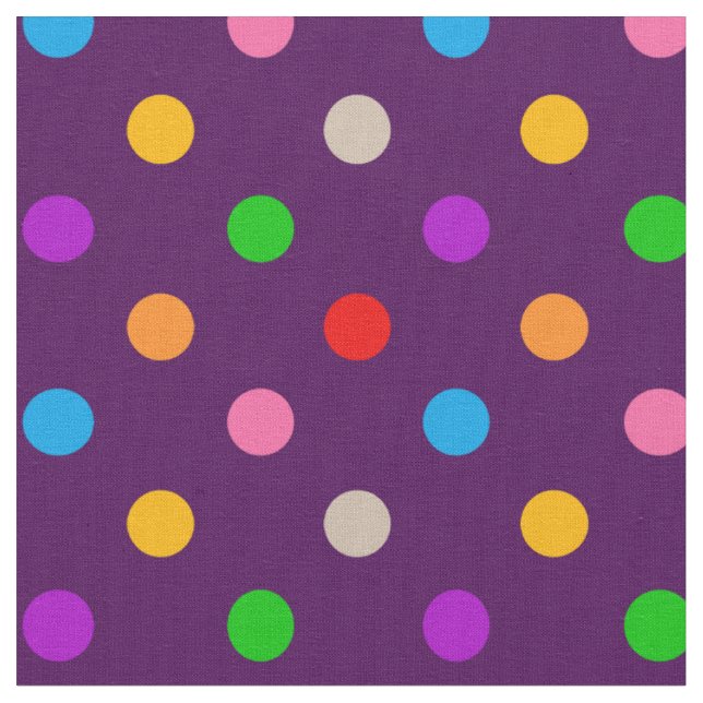 Tecido Arco-íris Colorido de Bolinhas Roxas  (Detalhe)