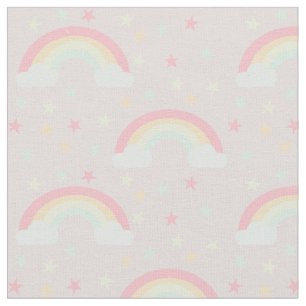 Tecido Arco-Íris Cor-de-rosa-branca e Estrelas Cloud Mol