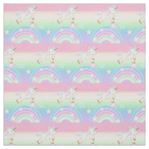 Tecido Arco-Íris Cute Unicórnio