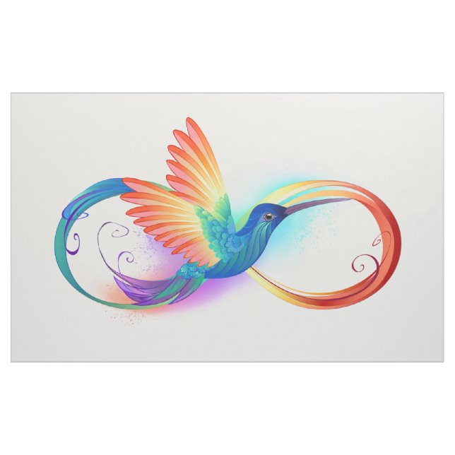 Tecido Arco-íris Hummingbird com símbolo Infinito (Jarda)