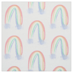 Tecido arco-íris pintado com aquarela pastel