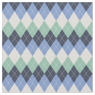 Tecido Argyle azul e verde e Cinza
