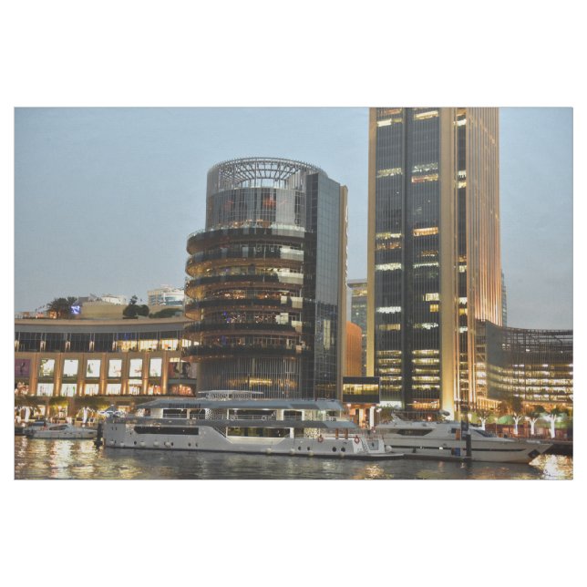 Tecido Arquitetura de Dubai à noite (Jarda)