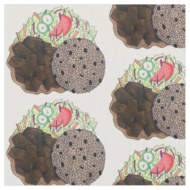 Tecido Arroz de Cabra Curry e Comidas de Caribe jamaicana (Detalhe)