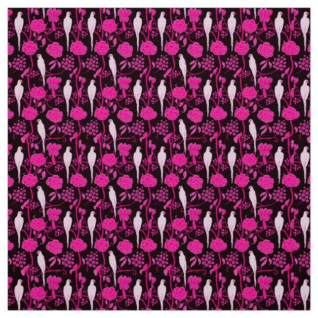TECIDO ART DECO BLACK PINK FUCHSIA FLORES, PARTES BRANCAS (Modelo)