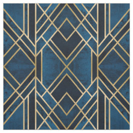 Tecido - Art Deco Blue & Dourado Espelhado