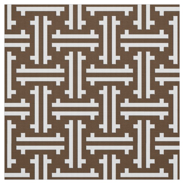 Tecido Art Deco Chinês Fret, Taupe Tan e Branco (Modelo)
