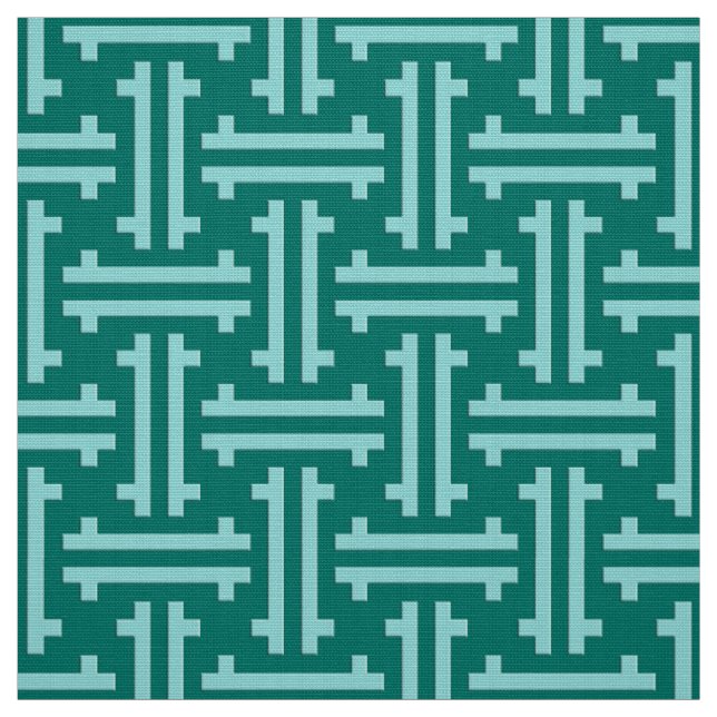 Tecido Art Deco Chinês Fret, Turquoise e Aqua (Modelo)