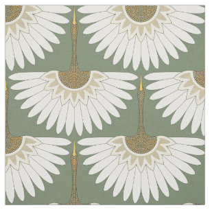 Tecido art deco cranes vale verde