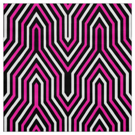 Tecido Art deco geométrico - rosa fúcsia, preto e branco