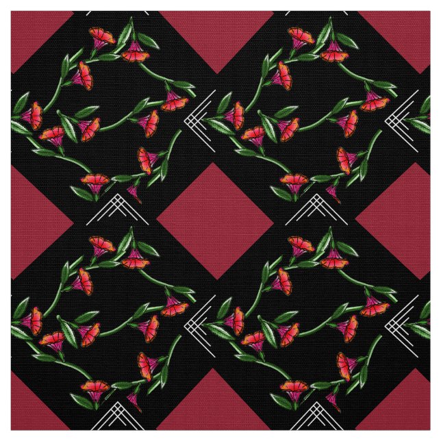 Tecido Art Deco-ish Trumpet Vines on Point (Modelo)