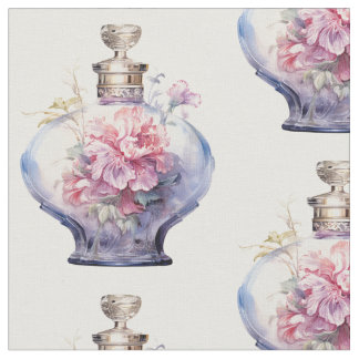 Tecido Art Deco Opulence Frasco de perfume rosa