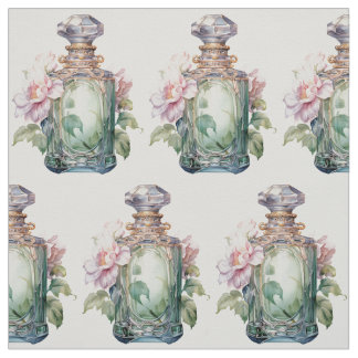 Tecido Art Deco Opulence Frasco de perfume Verde